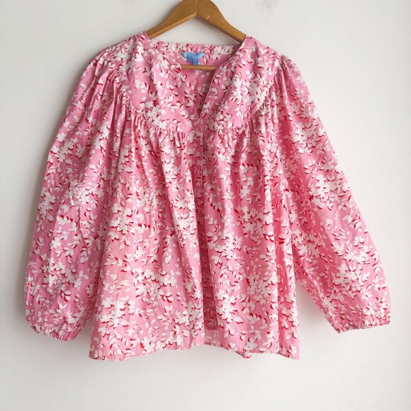 Draper James Pink Floral Balloon Sleeve Blouse Top XXL - Picture 2 of 4